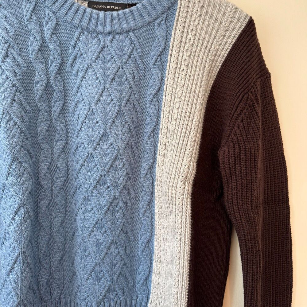 Banana Republic Women's Cable Knit Colorblock Sweater Size Small - Picture 2 of 5